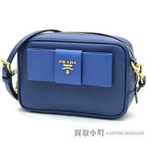 Prada Saffiano Ribbon Pochette calf camera smartphone holder NZV LUX BLUETTE